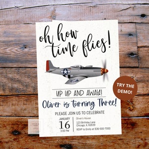 Airplane Editable Digital Birthday Invitation, Plane Birthday Invitation, Jet Birthday Invitation for Boy, Plane Birthday Invite for Girl