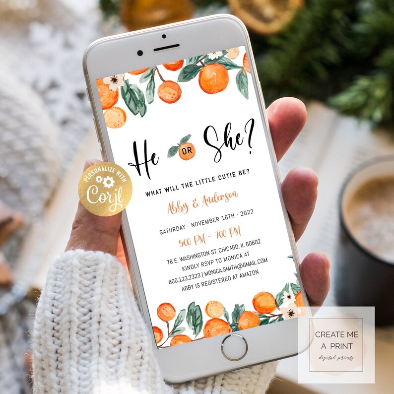 Gender Reveal Little Cutie Invitation for MOBILE Editable Etsy