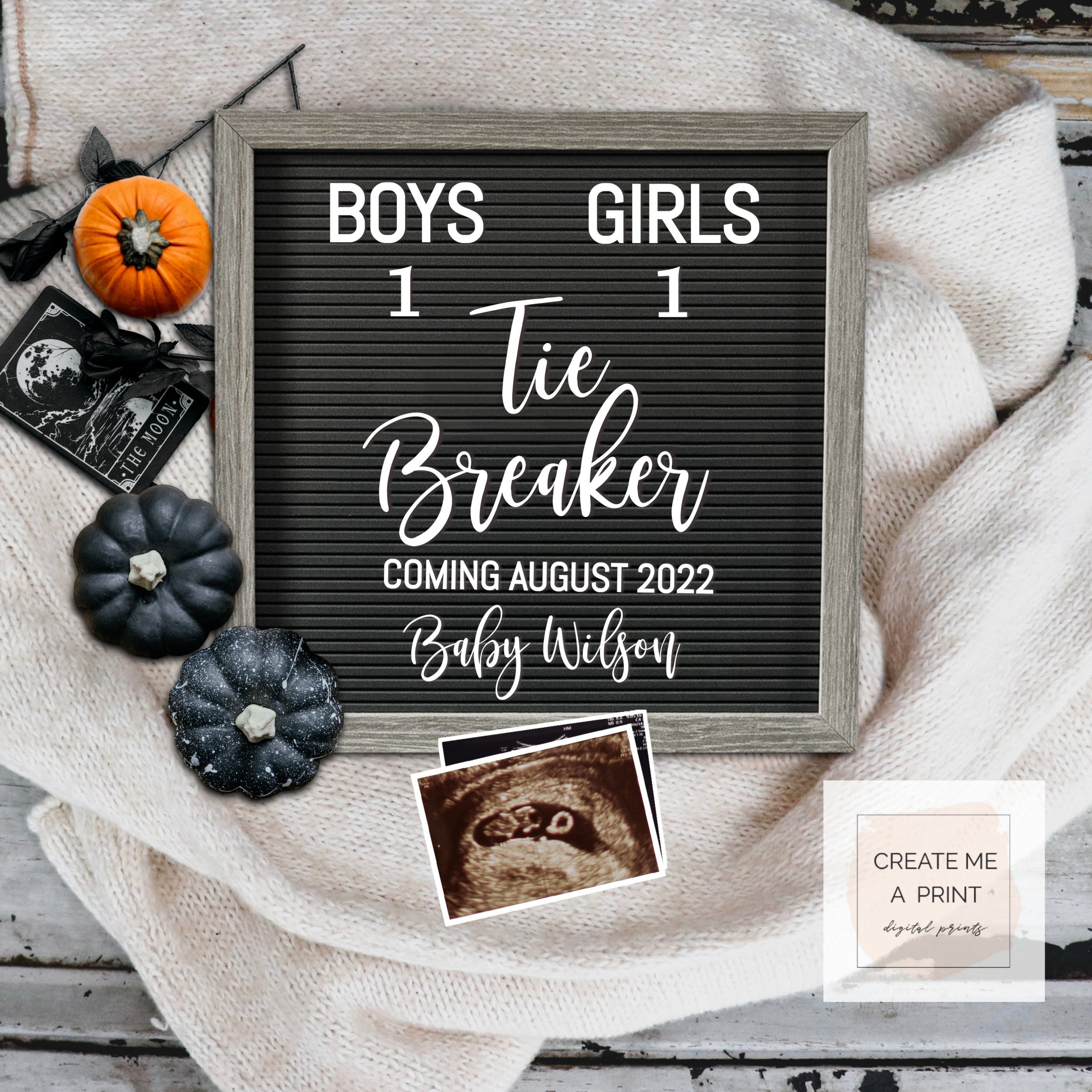 Tiebreaker Pregnancy Announcement DIY Editable Digital File 