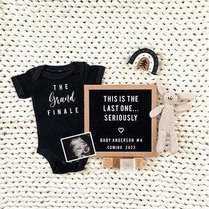 Editable Pregnancy Announcement, Digital Template The Grand Finale Letter board template for social media, Gender Neutral Baby Reveal 1371