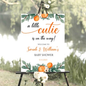 Little Cutie Sign Editable Baby Shower Sign, Cutie Orange Baby Shower Sign Template, Digital Instant  Orange Baby Shower 18x24, 24x36 903