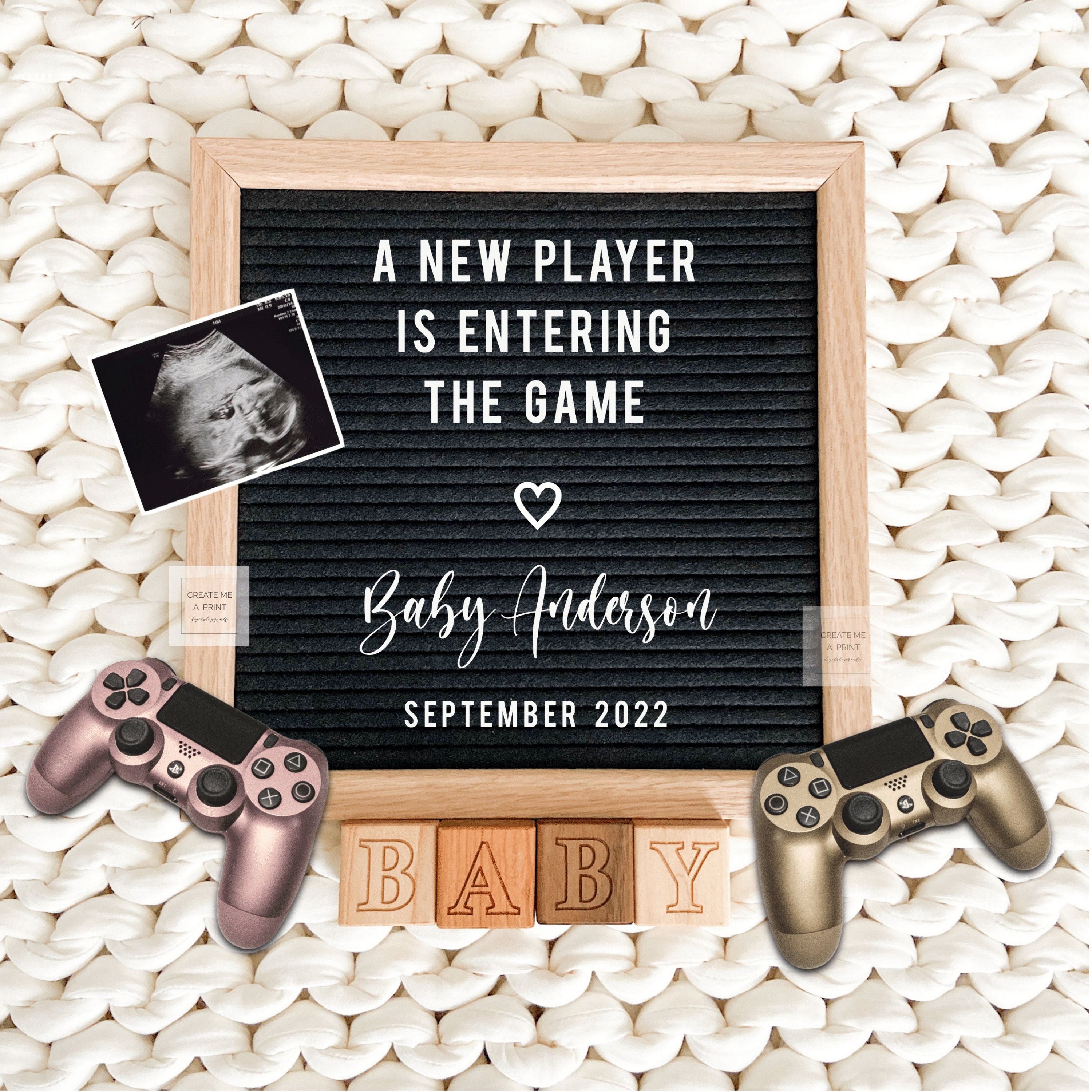 Gamer Digital Pregnancy Announcement Template Pregnancy
