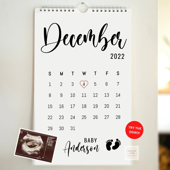 Editable Digital Pregnancy Announcement Calender Template Etsy downloadable-template-free-blank-pregnancy-announcement-template