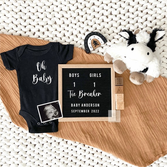 EDITABLE Tie Breaker Pregnancy Announcement Sign New Baby 