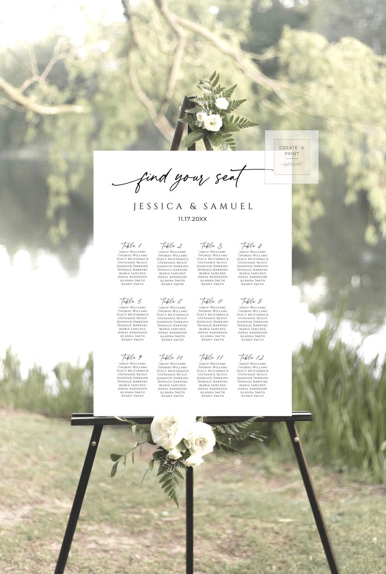 Wedding Seating Chart Printable Template Instant Download | Etsy