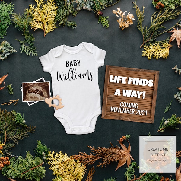 Life Finds A Way Editable Pregnancy Announcement for Social Media, Editable Digital Pregnancy Reveal, You Edit Digital Baby Reveal, Editable