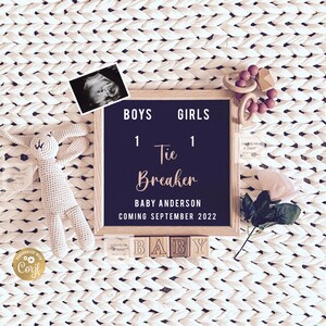 Editable Digital Baby Announcement, Tiebreaker Pregnancy Announcement, Social Media, Baby Reveal, Tie Breaker Pregnancy Reveal, 860