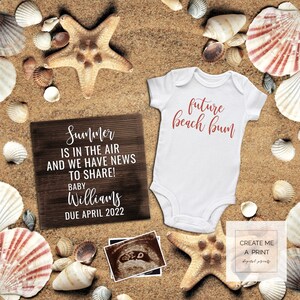 Beach Bum Digital Editable Pregnancy Announcement, Digital Pregnancy Reveal, Social Media Baby Announcement, Summer Baby Reveal, You Edit
