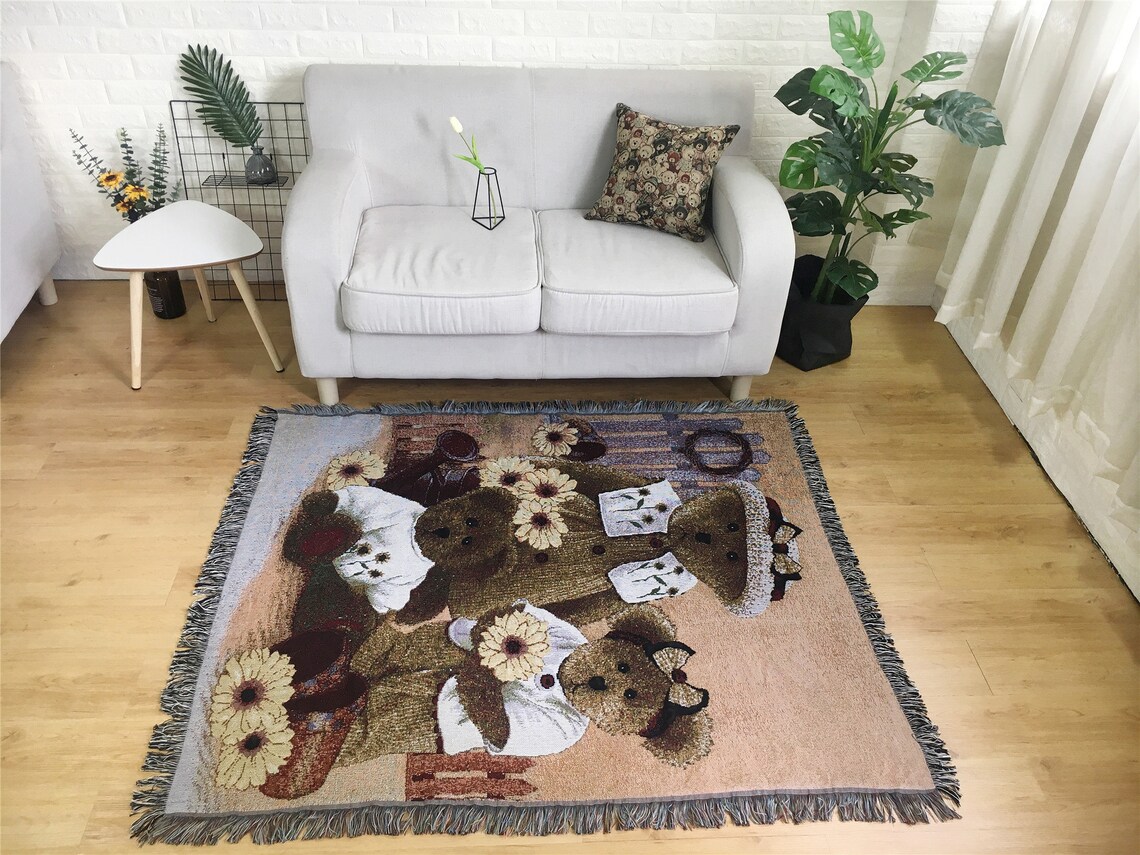 Bears Throw Blanket Bear Throw Rug Blanket Knitted Decorative Etsy