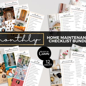 12 liste di controllo mensili per la manutenzione della casa BUNDLE / Modello di volantino immobiliare / Marketing per agenti immobiliari / Newsletter immobiliare / Modificabile