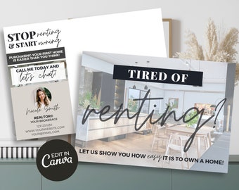 Tired Of Renting Postcard & Card | Real Estate Farming | Real Estate Marketing | Real Estate Rental | Real Estate Farming Postcard | Canva