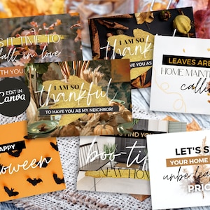 Fall Real Estate Farming Postcard Bundle | Fall Real Estate Postcard Template | Real Estate Farming | Real Estate Fall Marketing | Canva