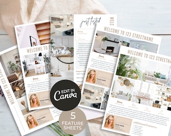 5 Classic Real Estate Feature Sheet Template Bundle | Real Estate Listing Flyer | Realtor Single-Sided Feature Sheets | Real Estate Flyer