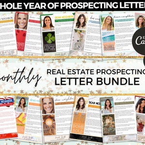 Paquete mensual de cartas de prospección de bienes raíces / Año completo de cartas de prospección / Correo de vecindario / Cartas temáticas mensuales para agentes inmobiliarios