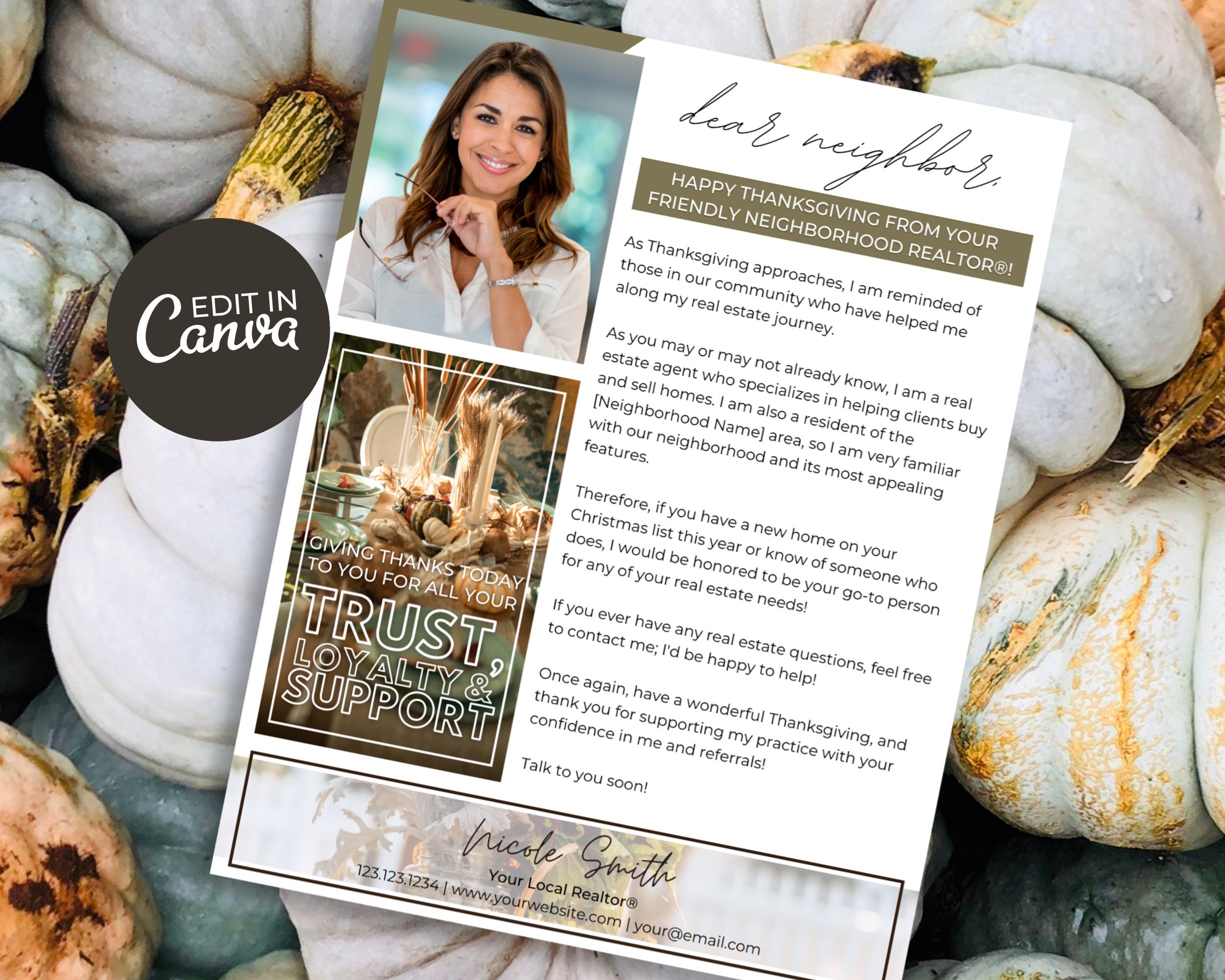 Thanksgiving Real Estate Letter | Realtor Hello Neighbor Letter | Real Estate Farming | Real Estate November Letter | Real Estate Marketing