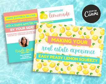 Real Estate Easy Peasy Lemon Squeezy Postcard | Real Estate Postcard | Real Estate Marketing | Real Estate Summer Marketing | Realtor Summer