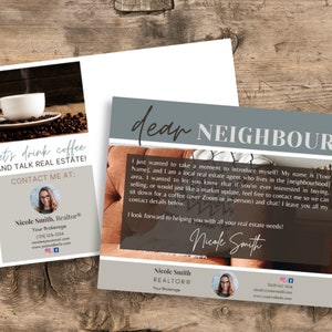 Real Estate Agent Introduction Letter Postcard | Real Estate Farming | Real Estate Postcard | Realtor Hello Neighbor Flyer