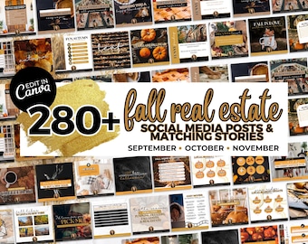 Fall Real Estate Social Media Bundle | Fall Real Estate Templates | Fall Themed Realtor Marketing, Autumn Real Estate Branding, Fall IG post
