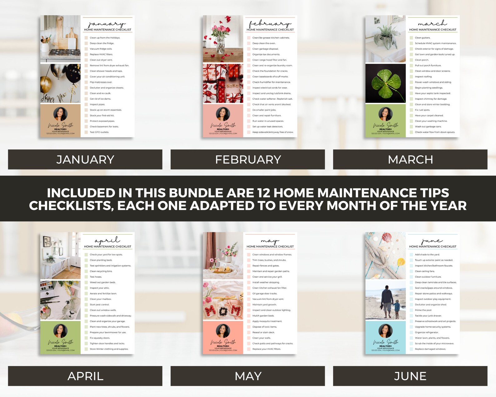 12 Monthly Home Maintenance Checklists BUNDLE | Real Estate Flyer ...