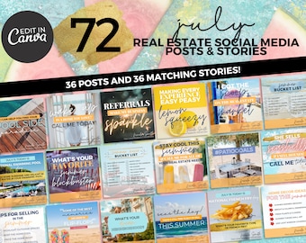 Juli Social Media Posts & Stories | Sommer-Immobilien-Social-Media-Beiträge | Immobilienmarketing | Real Social Media