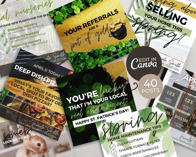 Spring Posts For Realtor 40 Spring Real Estate Social Media Posts | March, April, May Real ...