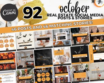 October Real Estate Social Media Posts & Matching Stories | Fall Real Estate Social Media Posts | Real Estate Marketing | Real Estate Fall
