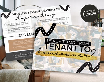 Ready To Go From Tenant To Homeowner Postcard | Real Estate Farming, Real Estate Marketing, Real Estate Rental, Real Estate Farming Postcard