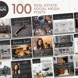 100 Modern Real Estate Posts | Real Estate Social Media | Facebook | Instagram | Real Estate Facebook | Real Estate Instagram | Social Media