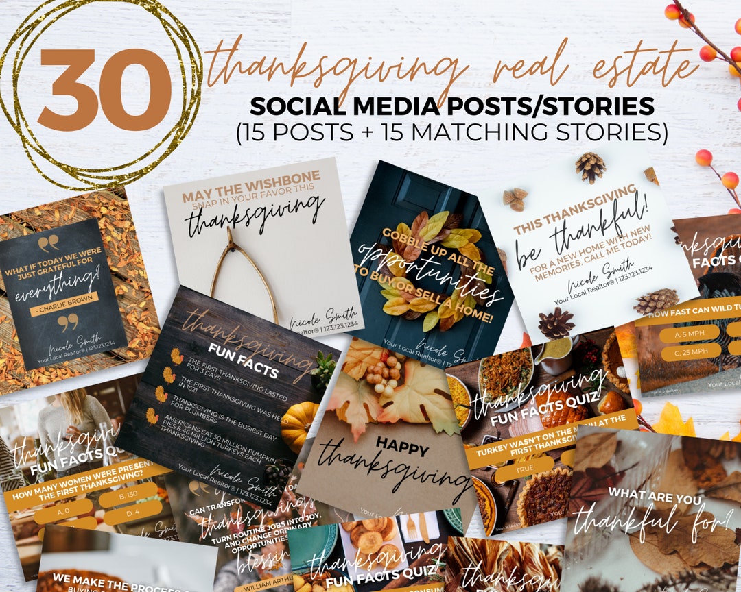 Thanksgiving Real Estate Social Media Posts & Matching Stories Real
