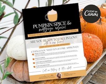 Pumpkin Spice & Mortgage Advice Flyer | Fall Mortgage Farming Flyer | Fall Mortgage Flyer | Mortgage Fall Marketing | Mortgage Pop By