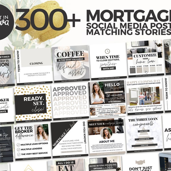 300+ Mortgage Social Media Posts & Matching Stories | Mortgage Broker Social Media Posts | Mortgage Marketing | Mortgage Instagram Posts |