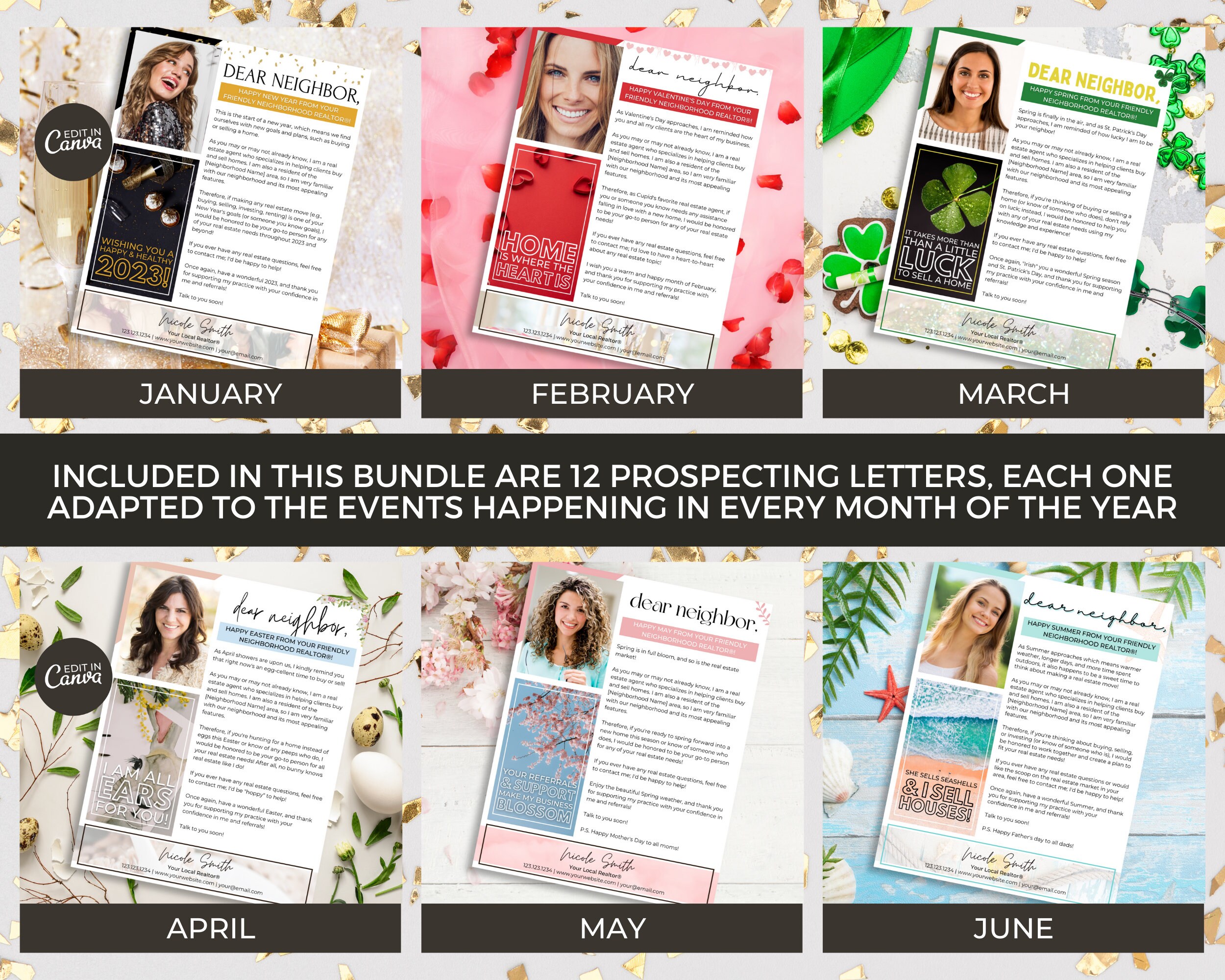 Monthly Real Estate Prospecting Letter Bundle | Full Year of ...