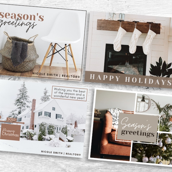 Holiday Real Estate Postcards | Realtor Christmas Card | Realtor Client Card | Realtor Cards | Real Estate Marketing | Real Estate Postcard