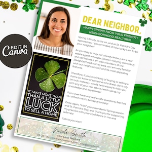 Lettre de prospection immobilière de mars | Lettre de prospection immobilière de la Saint-Patrick | Lettre de bonjour voisin de l’agent immobilier | Commercialisation immobilière
