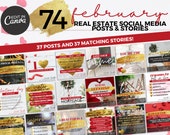 February Real Estate Posts & Matching Stories | Holidays Winter Real Estate Social Media Posts, Realtor Holiday Posts, Real Estate Marketing