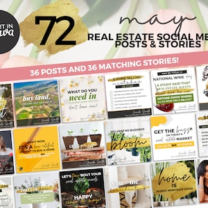 May Real Estate Social Media Posts & Matching Stories, Spring Real Estate Social Media Posts, Real Estate Marketing Real Estate Social Media