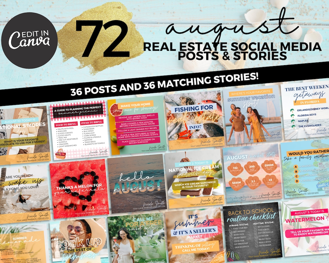August Real Estate Social Media Posts & Stories | Summer Real Estate ...