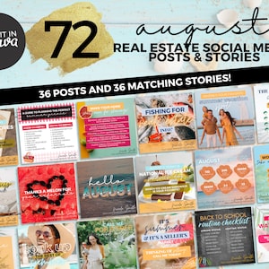 August Real Estate Social Media Posts & Stories | Summer Real Estate Social Media Posts | Real Estate Marketing | Real Estate Social Media