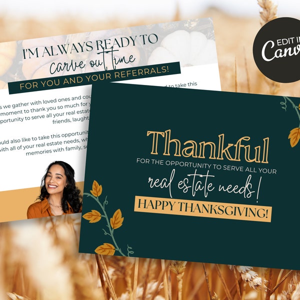 Thankful For The Opportunity To Serve All Your Real Estate Needs Postcard | Thanksgiving Real Estate Card | Real Estate Fall Postcard
