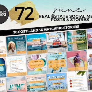 June Real Estate Social Media Posts & Stories | Summer Real Estate Social Media Posts | Real Estate Marketing | Real Estate Social Media