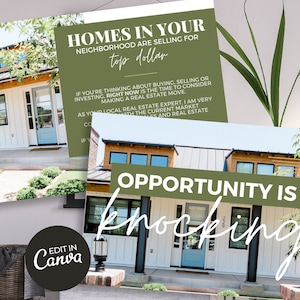 Opportunity Is Knocking Postcard | Opportunity Is Knocking Card | Real Estate Postcard | Real Estate Card | Real Estate Farming Postcard