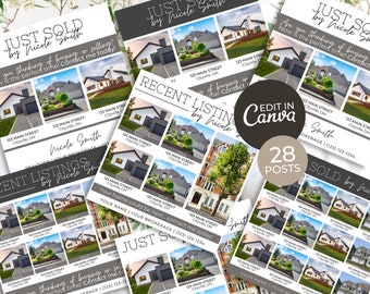 28 Modern Realtor Listings Social Media Posts | Real Estate Social Media Posts | Real Estate Instagram | Real Estate Facebook | Just Sold