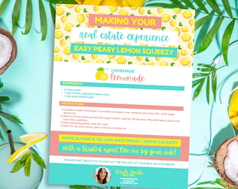 Easy Peasy Lemon Squeezy Flyer | Real Estate Farming Flyer | Summer Real Estate Flyer | Real Estate Summer Flyer, Real Estate Farming Letter