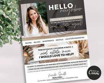 Hello Neighbor Agent Introduction Letter | Real Estate Introduction Flyer | Real Estate Marketing | Hello Neighbor Letter | New Agent Flyer