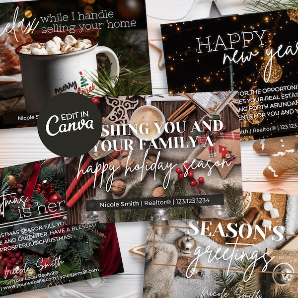 Real Estate Holiday Postcard Pack | Holiday Real Estate Postcards | Realtor Christmas Card | Real Estate Marketing | Realtor Client Card