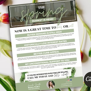 El mercado de primavera está aquí carta / carta de agricultura de primavera de bienes raíces, folleto de agricultura de cartas de bienes raíces, folleto de bienes raíces, marketing de bienes raíces