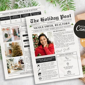 Il giornale Holiday Post Cartolina di Natale immobiliare / Cartolina di Natale del cliente / Cartolina di vacanza immobiliare / Cartolina di vacanza immobiliare