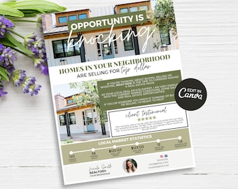 Opportunity Is Knocking Farming Flyer | Real Estate Flyer | Real Estate Marketing | Real Estate Farming | Real Estate Brochure | Realtor
