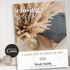 Real Estate Closing Packet | Welcome Home Packet | Realtor Client Exit Packet | Real Estate Closing Guide | Real Estate Marketing | Canva