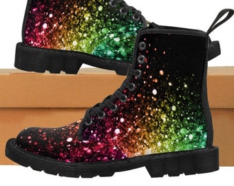 black sparkle combat boots